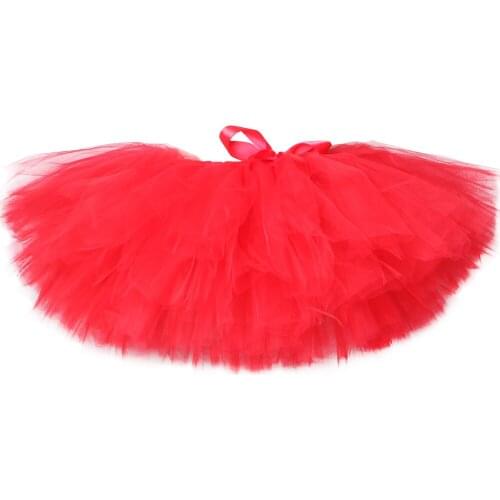 Red Girls Tutu Skirt Tulle Fluffy Kids Pettiskirt Princess Party Baby Girl Skirt Ballet Dance Skirts for Girls Children Tutus