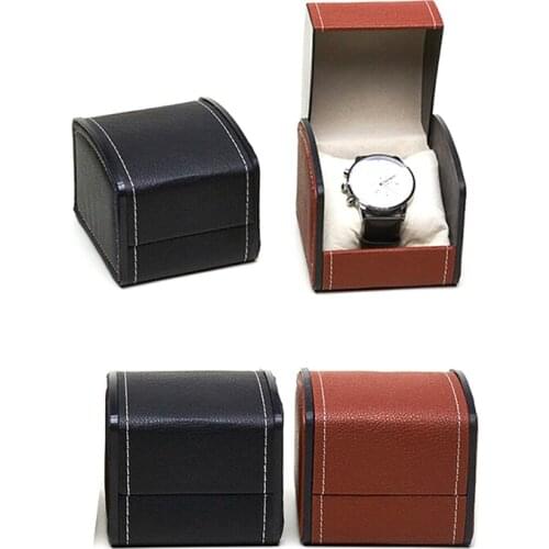Faux Leather Square Watch Box Jewelry Watch Case Display Gift Box with Pillow Cushion watch box storing wrist watch protecting