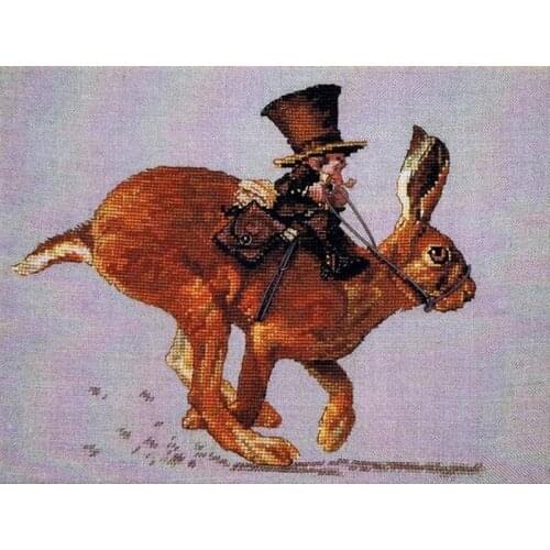 Gold Collection Embroidery The Hare and the Postman Kit Cross Stitch Modern with 100% Cotton Floss &Free Shipping for Wall Decor