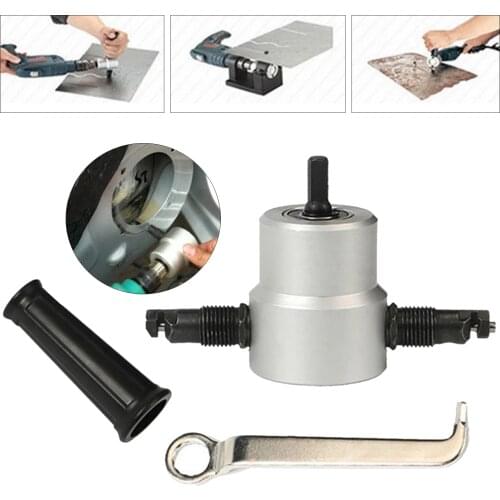 Professional Nibbler Saw Cutter Power Drill Attachment Double Head Drill Nibbler for Auto Repair