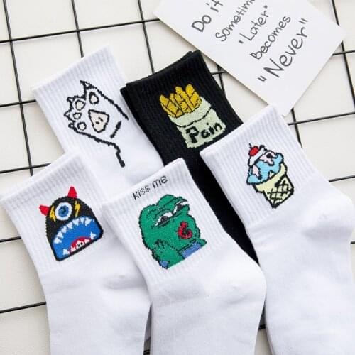 Womens Socks Korean Fashion Socks Women Cartoon Frog Ice Cream Tomato Fun Funny Cotton Socks Harajuku Style Women Socks