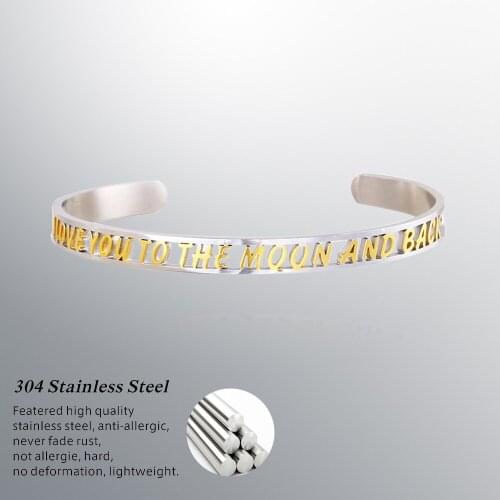 New Stainless Steel Hollow Letter Bracelet I LOVE YOU TO THE MOON European And American Fashion Jewelry