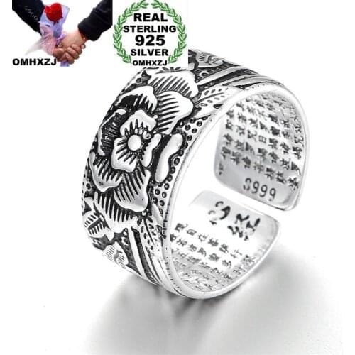 OMHXZJ Wholesale European Fashion Woman Man Party Wedding Gift Chinese Famous Words Engraved Open Taiyin Ring RR255