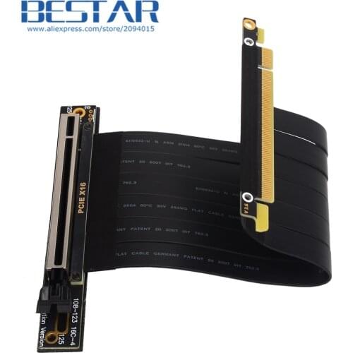 PCIE 3.0 x16 Graphic Card Extension Cable Double Fold 90 Degree Socket Vertical PCI-E 16x Male/Female Angled Riser Cable Adapter