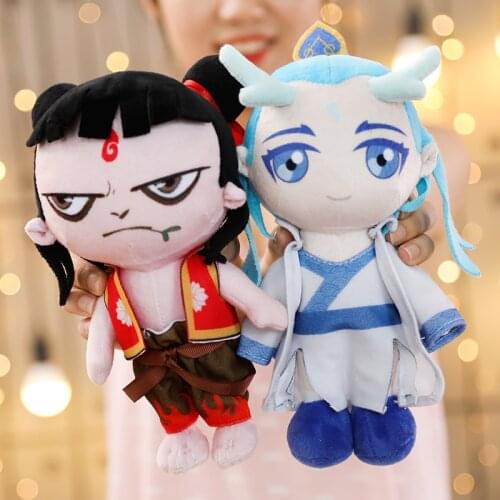 Popular 20cm Anime figure Myths and legends figure Nezha Aobing New film plush toy soft stuffed appease doll child baby gift