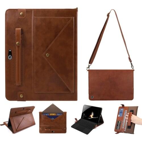 Shockproof Case For Microsoft Surface Go 10'' 2018 PU Leather Stand Cover Envelopes Card Holders Hand Grip Protective Shell