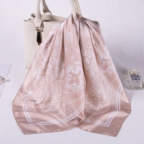 Square Silk Scarf 2021 New Satin Shawl For Women Vintage Print Headband Head Wraps Neckerchief Female Foulard Hijab Lady Bandana