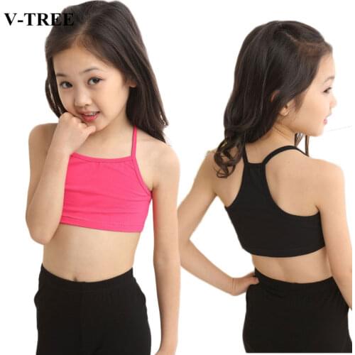 V-TREE Girls Bra camisole girl cotton vest child world of tank girls underwear candy color girls tank tops kids clothing models