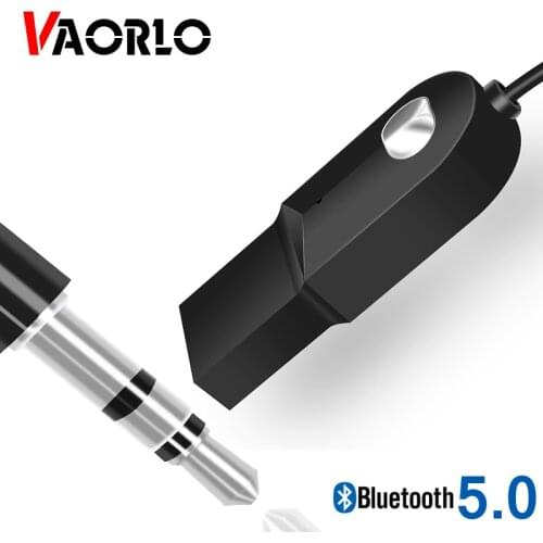 VAORLO 3.5MM USB Adapter Bluetooth 5.0 Receiver Car Receiver Stereo Music With HD Microphone HandsFree Mini Wireless Car Adapter