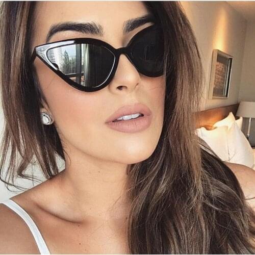 Vintage Ladies Sexy Cat Eye Sunglasses Women Black Red Retro Small Alloy Cheap Sun Glasses Gafas Oculos De Sol Feminino