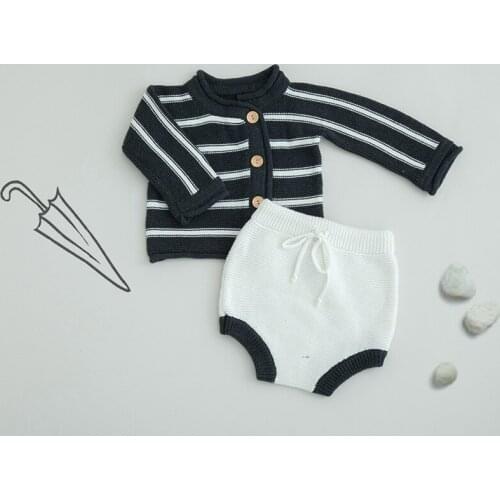 Infant Baby Autumn Winter Knitted Clothes Set Fashion High Quality Warm Cute Boy Girl Sweaters Infant Newborn 0-24m Clothes Suit