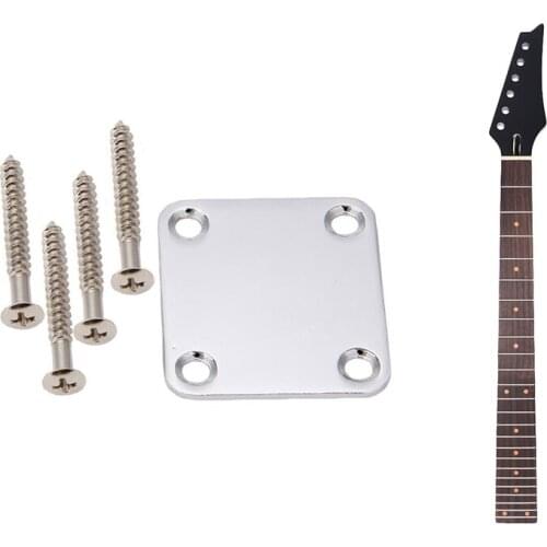 1 Set Electric Guitar Neck Plate with Screws & 1x 24 Frets New Replacement Maple Neck Rosewood Fretboard Fingerboard