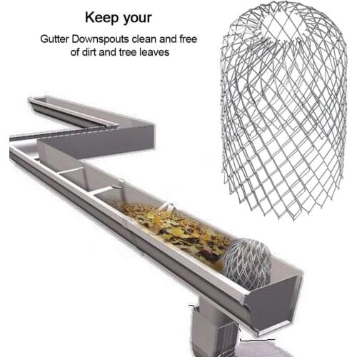 4PCS Roof Gutter Guard Drain Pipe Leaf Filter Stainless Steel Filter Strainer Stops Blockage Leaf Drains Debris Drain Net Cover