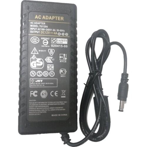 5PCS/LOT 12V4A AC DC Adapter Charger DC 5.5*2.1 or 5.5*2.5mm 12V 4A 48W Switch Power Supply 45W LED Strips Light LCD monitor