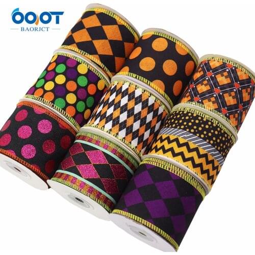 5Yards/Roll Lron Wire Edge Imitation Hemp Tacks With M-21719-1140 63MM Halloween Theme Party DIY Decoration Ribbons