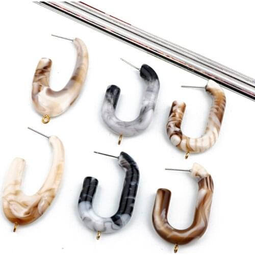 6pcs Vintage Dangle Earring Resin Charms Base Findings With Hole Diy Earrings Ear Drop Handmade Ear Pin Jewelry Accessory C212