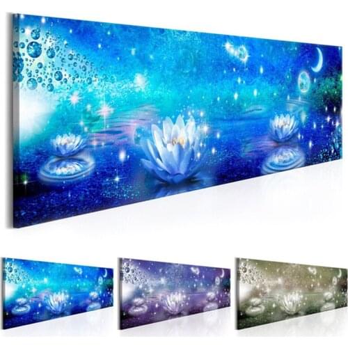 Large 5d Diamond Painting White Beautiful Water Lotus In Moon cross stitch Mosaic Full Square Round Diamond EmbroideryZP-1811