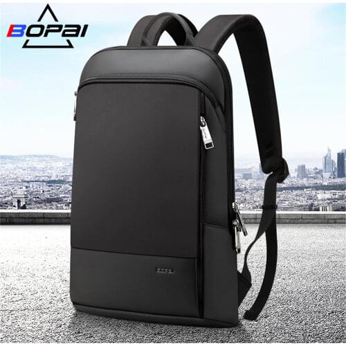 BOPAI Slim Laptop Backpack Men 15.6 Inch Pack Office Work Women Bagpack Business Anti Theft Unisex Black Thin Light Backpacking