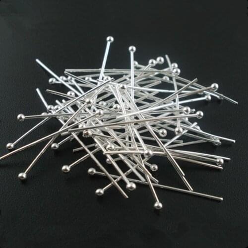 200Pcs Round Ball Head Pins Silver Plated Handmade DIY Crafts Jewelry Making Thick 0.7mm 30mm 45mm