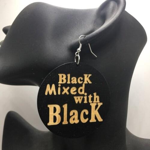 Black Mixed With Black Wooden Earrings