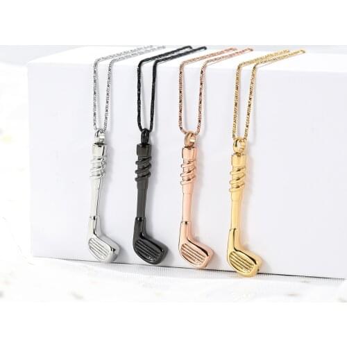 IJD9999 Golf Stick Stainless Steel Cremation Keepsake Pendant for Ashes Urn Human Memorial Necklace Jewelry