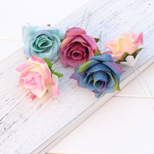 5 Colors High Quality Artificial Handmade Silky Flower Hair Clip For Girls Bohemian Style Floral Women Girl Hairpins Accessories