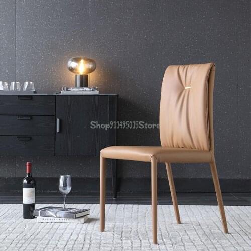 Italian Minimalist Dining Chair Household Stool Back Chair Simple Soft Package Negotiation Chair Nordic Light Luxury Dining Chai