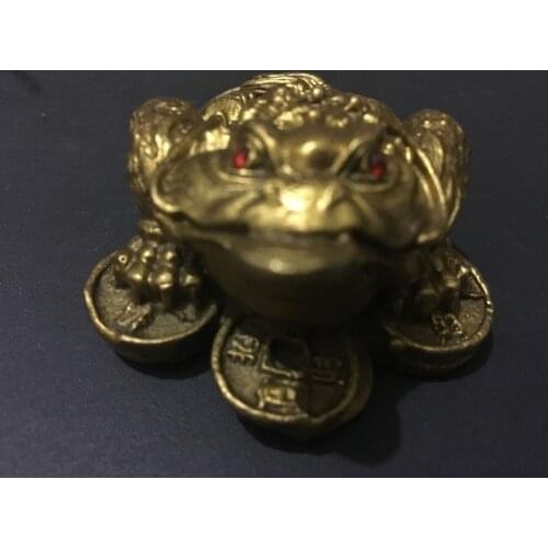 Chinese feng shui money frog three -legged toad money pot copper statue