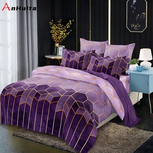 Bedding set, Nordic geometric gold-plated feather pillowcase & duvet cover, king size double queen size (no sheets)