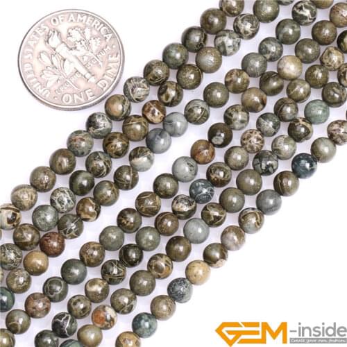 4mm 6mm Round Natural Green Bre Jaspers Beads Natural Stone Beads DIY Loose Beads For Jewelry Making Strand 15 Inch Wholesale
