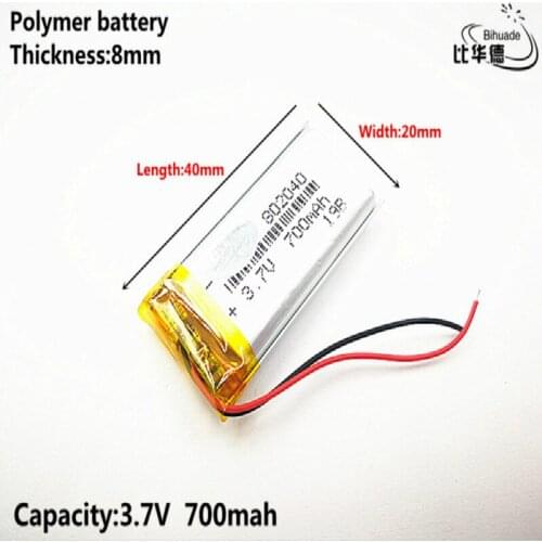 Liter energy battery Good Qulity 3.7V,700mAH,802040 Polymer lithium ion / Li-ion battery for TOY,POWER BANK,GPS,mp3,mp4