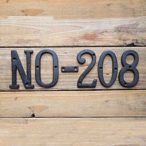 0-9 Metal Digital Arabic Numbers Cast Iron Letters Numbers Decoration House Sign Door Plate DIY A-Z Address Door Decor with Nail