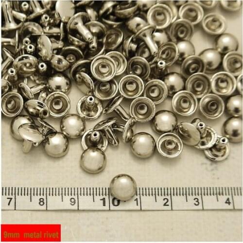 9mm Metal Rivets, Ball Cap Double Headed Silver Plated Metal Rivets