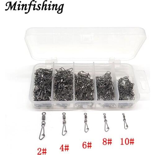 Minfishing 250 pcs/set Rolling Swivel MS+QL Stainless Steel Fishing Hook Connector Fishhook Accessories Fishing Swivels