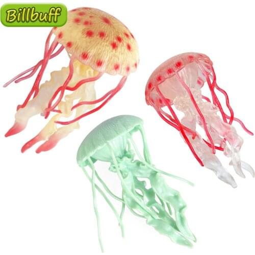 DIY Simulation Ocean Animal Soft Glue Model Figures Jellyfish Collection Cognition Educational Toys Dolls for Children Kids Gift