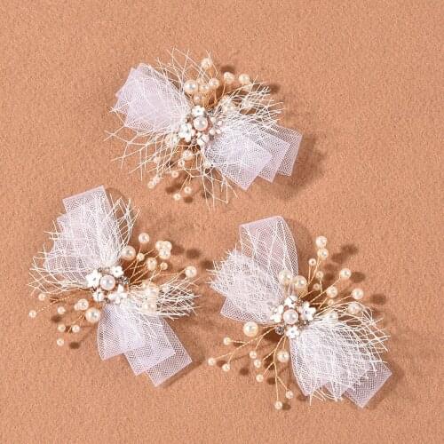 Trendy Flower Wedding Hair Accessories Pearl Yarn Hair Clip Headdress Handmade Barette Bridal Tiara Jewelry Woman Prom заколки