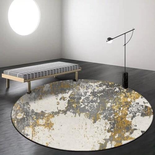 Fashionable Modern Nordic Abstract Ink Golden Grey Living Room Bedroom Hanging Basket Chair Round Mat CarpetCustom Size
