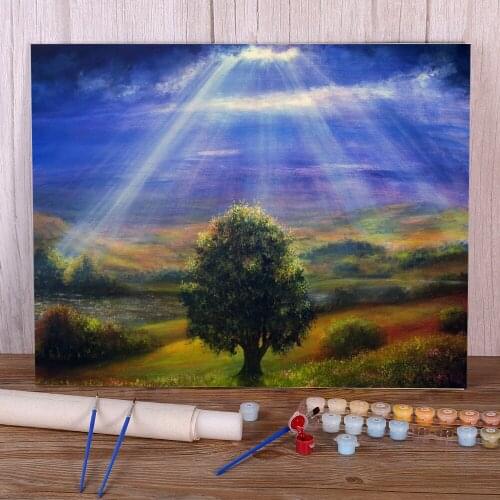 Natural Scenery Feeling Blessed Coloring By Numbers Painting Package Oil Paints 40*50 Canvas Painting Loft Handicraft