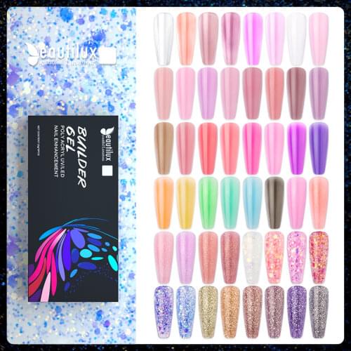 Beautilux Poly Acryl Builder Gel Kit 15gx6pcs Quick Extension Nail Enhancement Semi Permanent French Nails Art DIY Manicure Set
