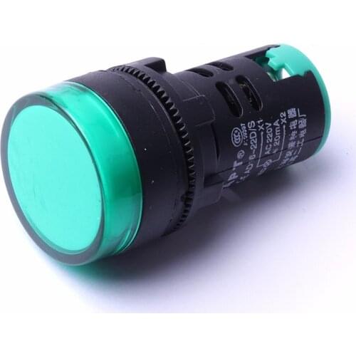 New 1pcs AC 220V Green LED Power Panel Mount Indicator Pilot Single Light Lamp 22mm