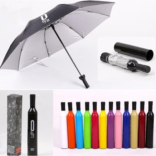 2020 New Creative Women Wine Bottle Umbrella 3 Folding Sun-rain UV Mini Umbrella For Women Men Gifts Rain Gear Umbrella sale 3