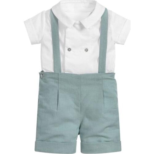 Baby Boy Boutique Clothes Set Infant Birthday Baptism Clothing Suit Kids Spanish Outfits White Shirt Pants Newborn Party Suit