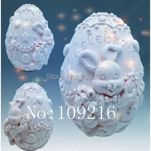 Wholesale!!!1pcs 3D Rabbit Easter Egg (ZX278) Silicone Handmade Soap Mold Crafts DIY Mold