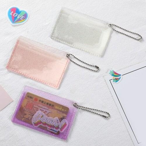Transparent Waterproof Pvc Card Case Women Fashion Card Case Business Card Holder Men Credit Id Card Bag Mini Wallet Keychain