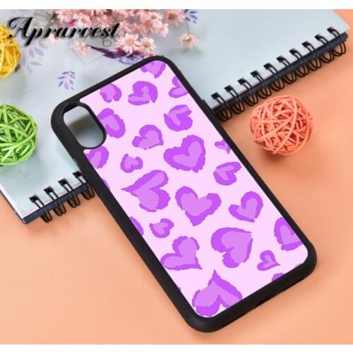 Aprarvest Silicone Rubber Phone Case Cover For iPhone 6 6S 7 8 PLUS X XS XR 11 12 MINI PRO MAX Purple Heart Leopard Print