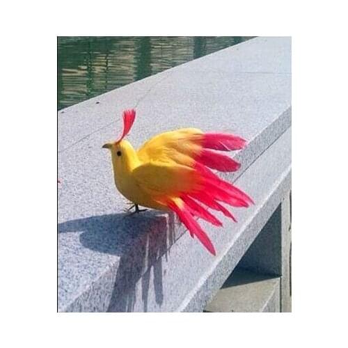 Cute small simulation yellow&red bird model foam & furs wing bird gift about 12cm 1326