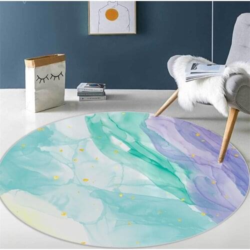 Fresh Blue Purple Nordic Round Rug For Girl Circle Floor Mat For Bedroom Coffee Table Mat Living Room Anti-slip Washable Carpet