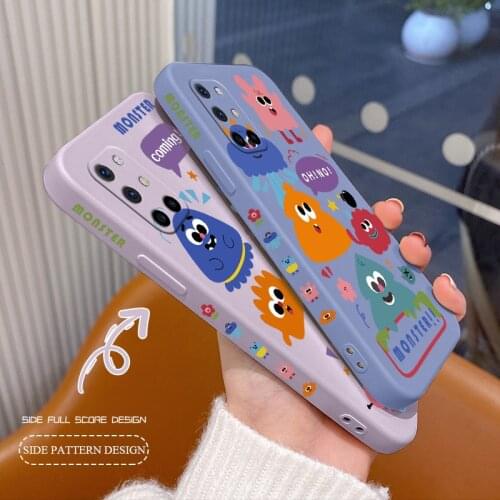 Funny Monsters And Flowers Ultra Thin Square Soft Case For Oneplus 8t 9 9pro 9r pro Liquid Silicone Phone Cover Case