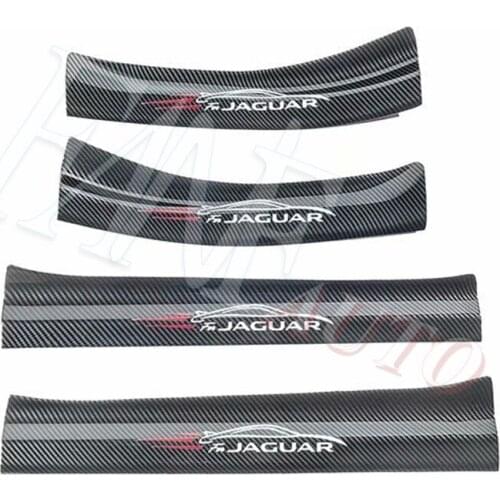 Carbon Fiber Look Door Sill Scuff Plate Guard Sills Protector Trim For Jaguar I-Pace 2018-2020