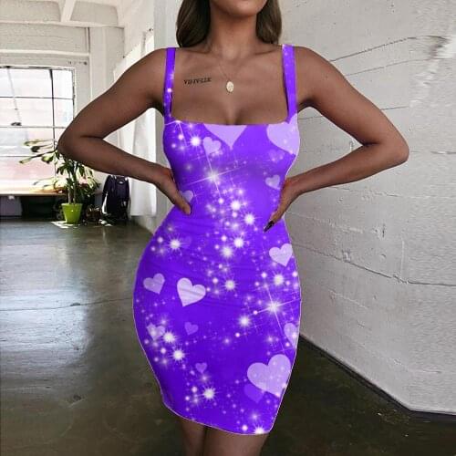 KYKU Brand Love Dress Women Blue 3d Print Romantic Halter Sleeveless Tanabata Ladies Dresses Womens Clothing Club Beach